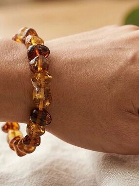 Baltic Amber Bead Stretch Bracelet - Women Jewelry